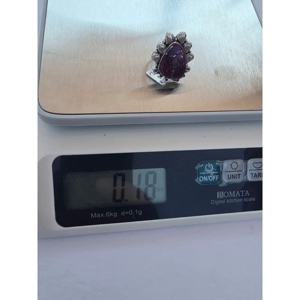 Plum Dahlia Sterling Silver Purple Mojave Turquoise Composite Ring Size 6